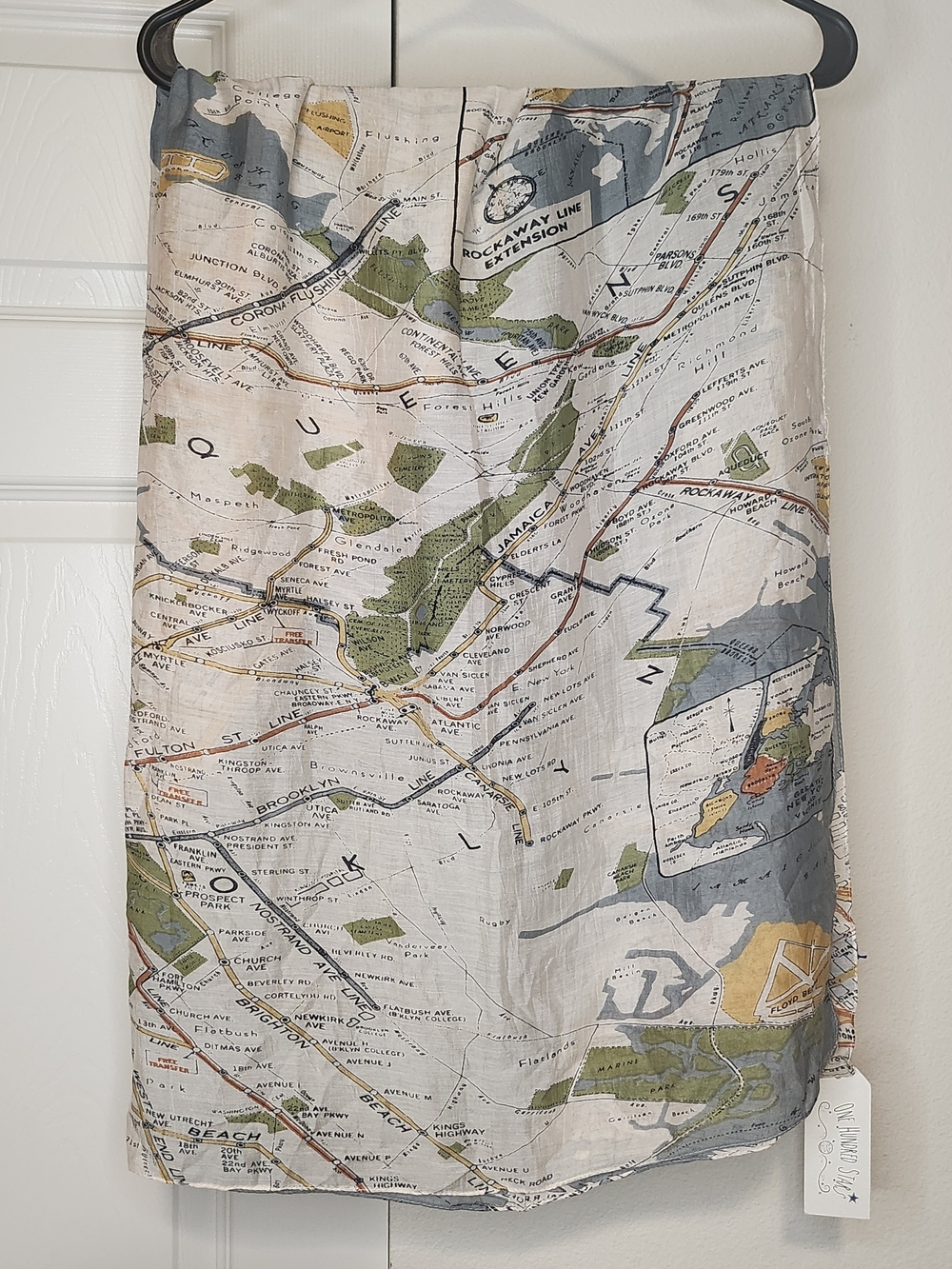 One Hundred Stars New York City Map Scarf Vintage Style Wrap - Picture 6 of 8